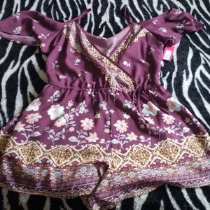 Purple floral romper